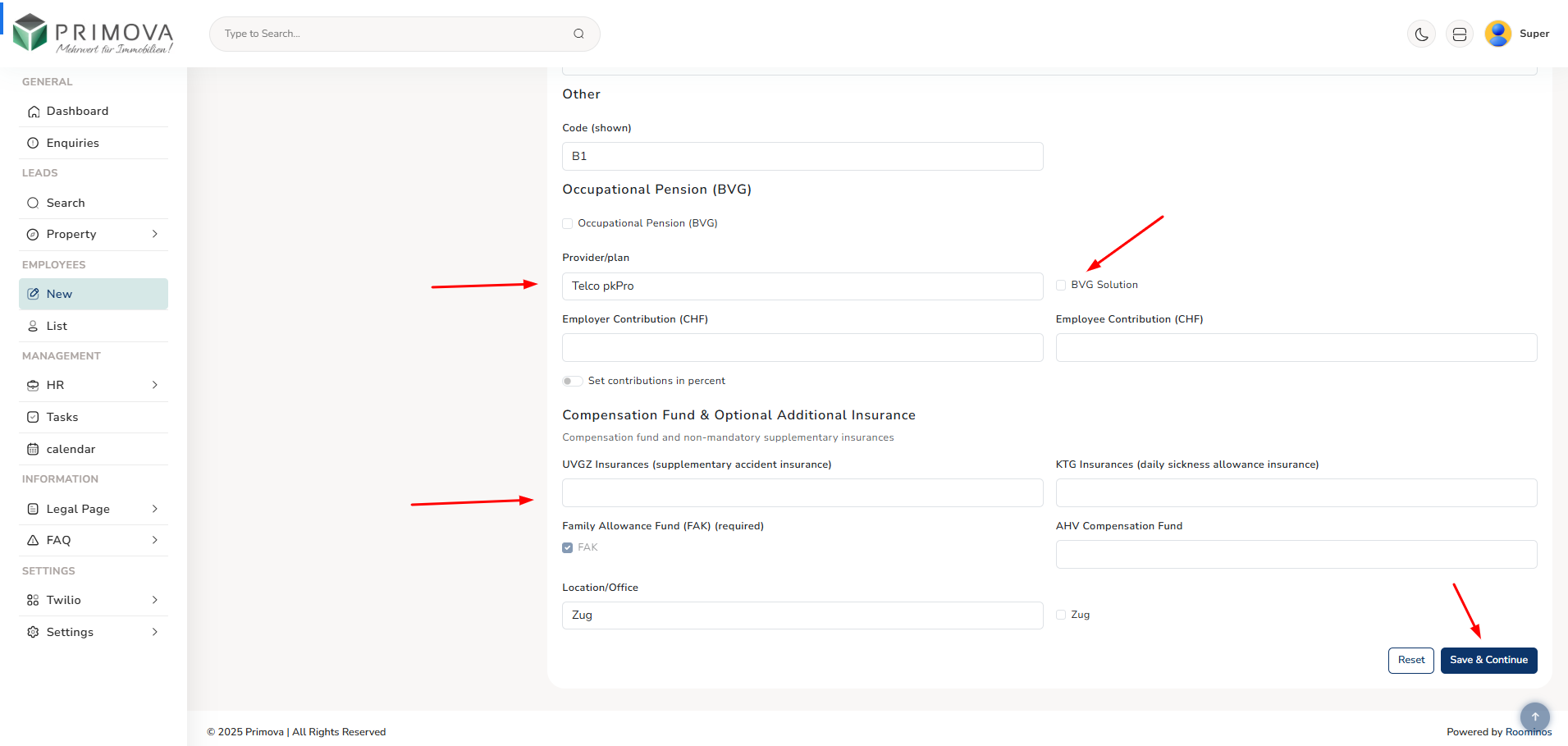 Insurance Configuration