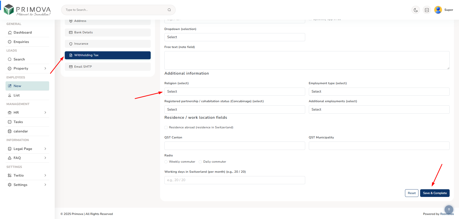 Withholding Tax Configuration
